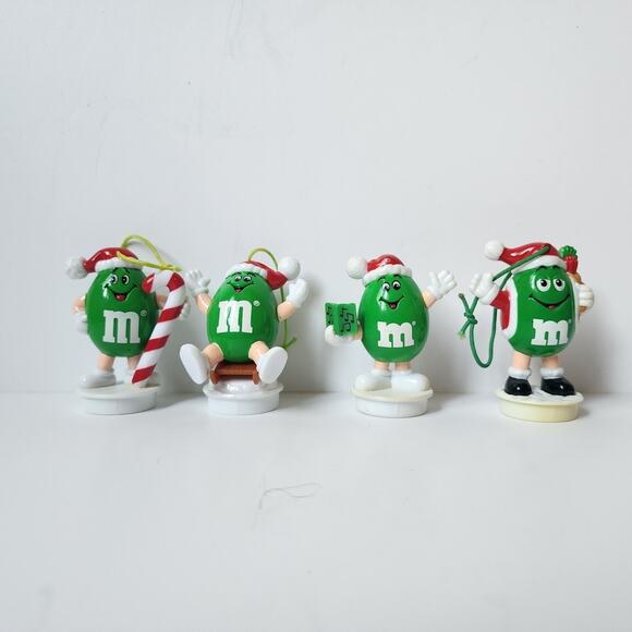 Vintage M&M Christmas Ornaments Yellow Green Red Candy Tube Topper Lot Of 24 - Picture 3 of 9